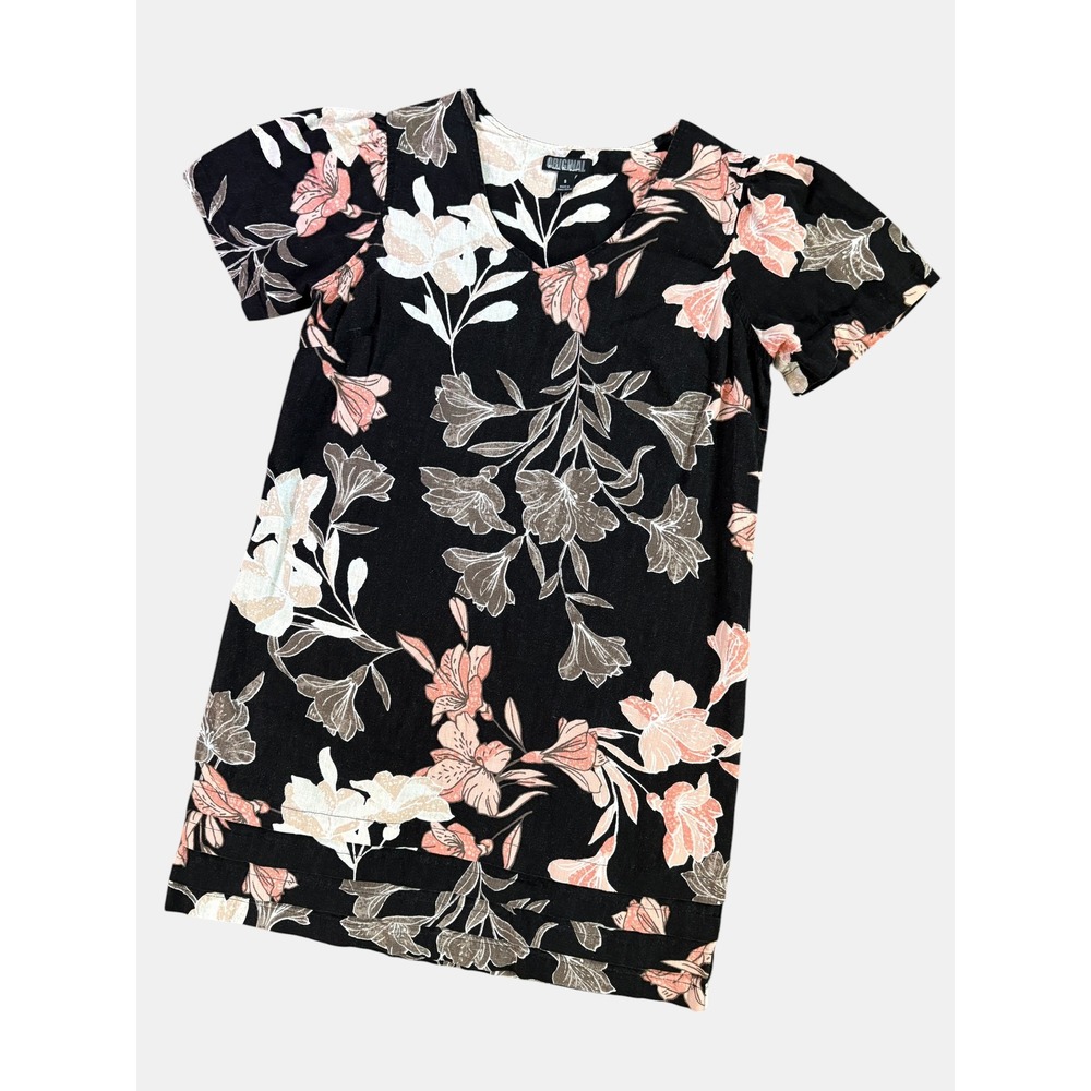 Nicole Miller Original Linen Blend Floral Mini Shift Dress Woman's Small